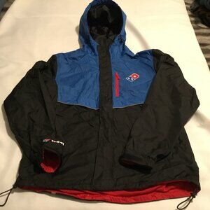 Domino's Gear Jacket Men's Medium Hooded Windbreaker Reflective Pizza Delivery